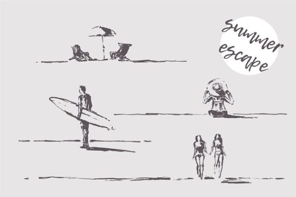 滨海景观素描贴图 Landscapes with seaside view