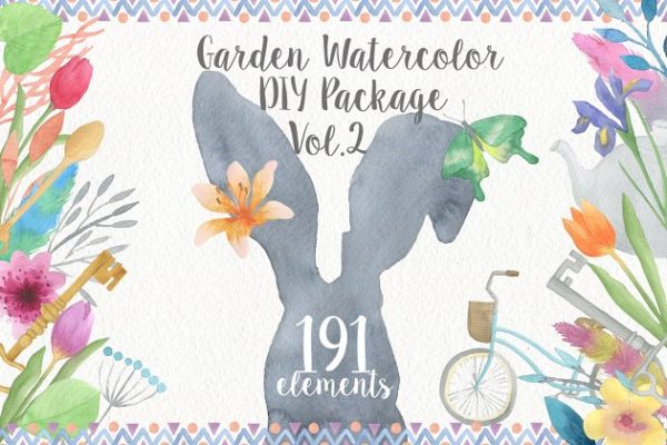 花园水彩元素汇总 Garden Watercolor DIY Pro