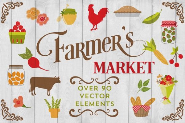 现代农贸市场剪贴画素材精选 Modern Farmers Market Graphics