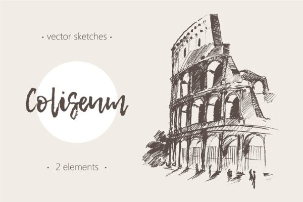 大剧场速写素描图形 Two sketches of The Coliseum