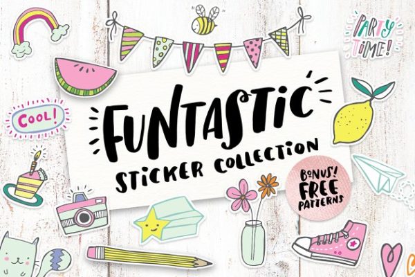 可爱的贴纸剪贴画汇总 Funtastic Sticker Clipart Collection