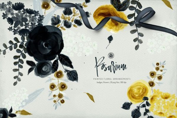 蔷薇科花卉手绘剪贴画 Rosarium – Floral Arrangements