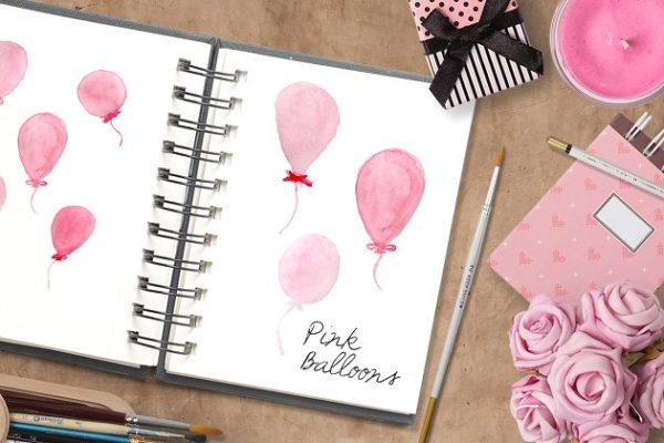 水彩气球剪贴画素材精选 Watercolor balloons