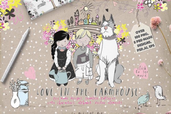 温馨的农场手绘设计元素汇总[2.97GB] LOVE IN THE FARMHOUSE