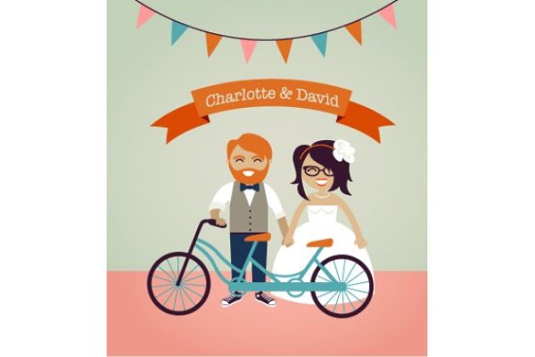 婚礼邀请函手绘素材精选 Hipster wedding invitation