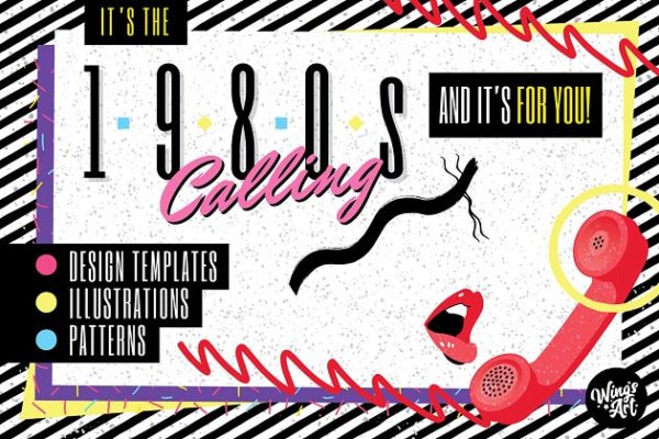 复刻80年代最酷的设计元素和模板 1980s Design Templates and Elements