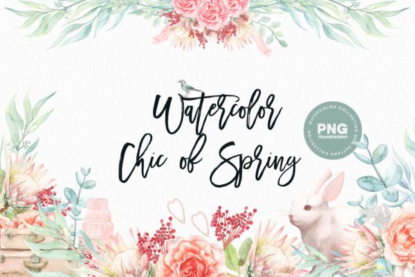 春天别致水彩插画素材精选 Watercolor Chic of Spring
