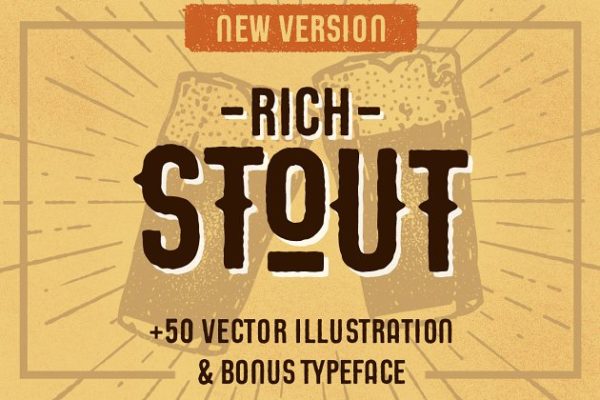 复古英文字体+50矢量对象 STOUT • New Version!