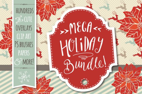 经典红色节日庆典设计物料汇总 Mega Holiday Bundle! ***15 Sets***