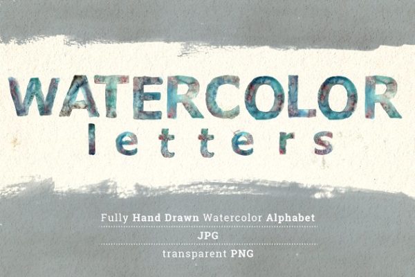 水彩字体剪贴画 Watercolor Letters