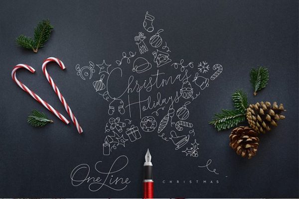 圣诞节节日主题设计插画素材精选汇总 Christmas Holidays One Line