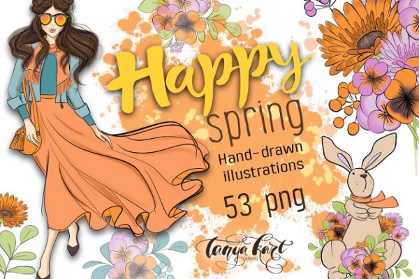 “春天百花开”-手绘水彩插画汇总 Happy Spring Hand Drawn Illustration