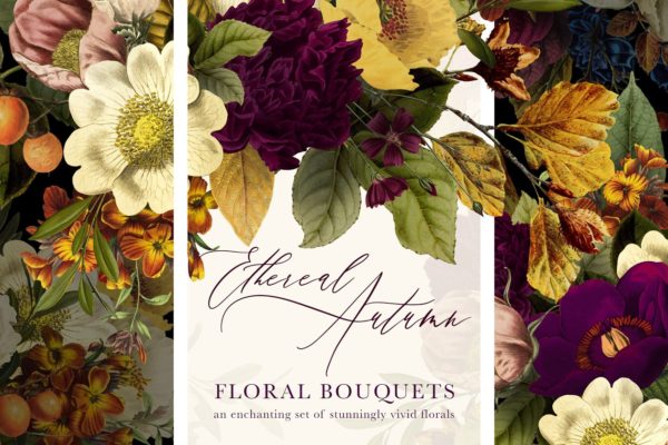 栩栩如生的秋天花束插画 Ethereal Autumn Floral Bouquets
