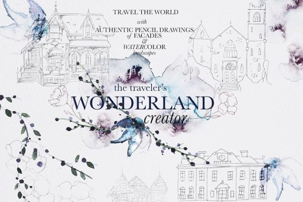 地点及景观手绘水彩插图 Venue & Landscape Illustrations