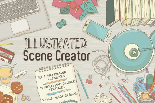 手绘插画风格场景设计素材精选包 Illustrated Scene Creator
