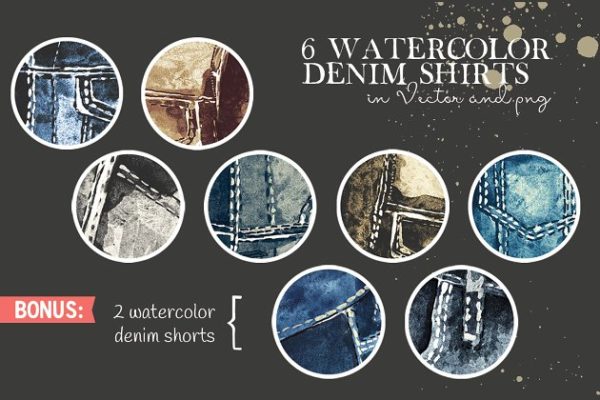 水彩牛仔衬衫素材精选 Watercolor Denim Shirts