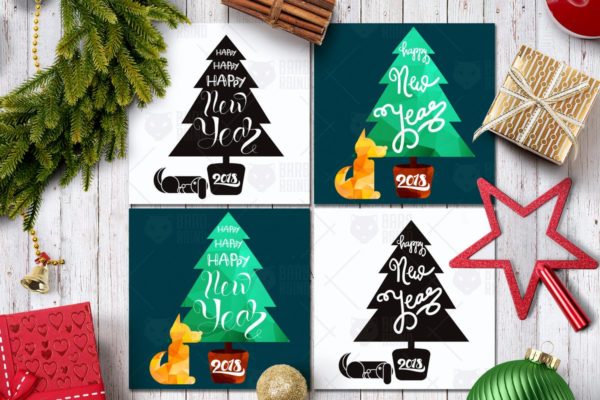 新年矢量设计元素素材精选 Happy New Year Greeting 2018