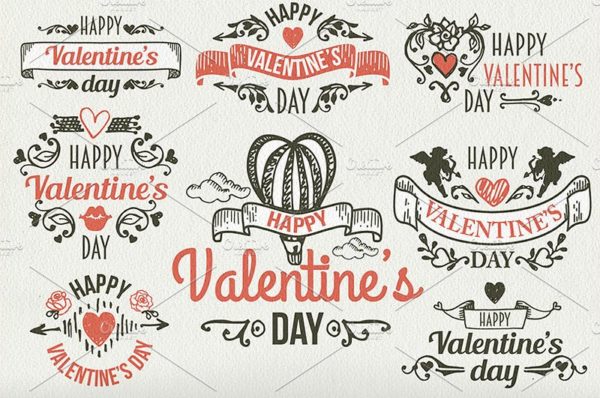 200个常用情人节手绘素材精选包[PSD,EPS]