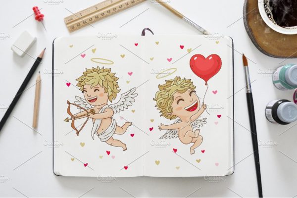 可爱的情人节卡通爱神丘比特素材精选文件 [EPS]