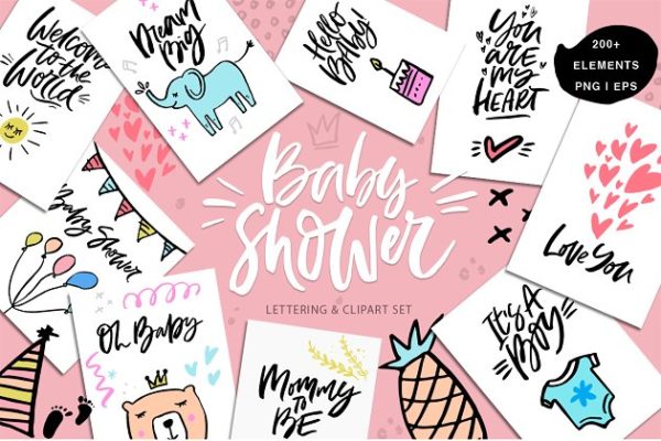 婴儿淋浴品牌设计素材精选汇总 Baby Shower Collection