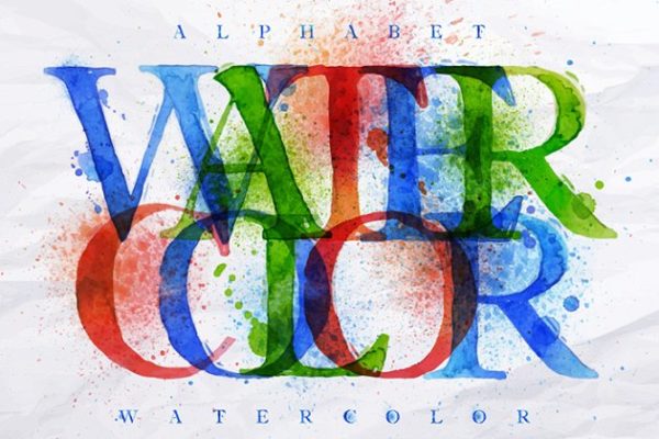 水彩字母数字符号汇总 Alphabet watercolor