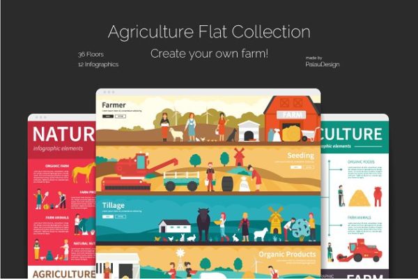 农业主题农场场景插画汇总 Agriculture Flat Collection