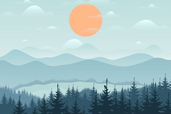 森林山脉矢量景观图 Mountain9