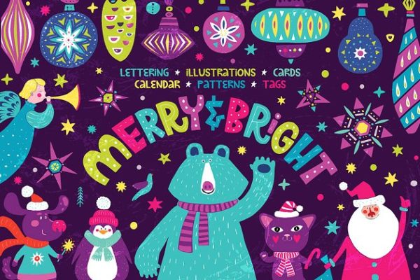 欢乐时光可爱手绘圣诞元素汇总 MERRY & BRIGHT – Christmas Set