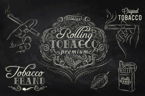 复古烟草黑板粉笔画 Tobacco vintage