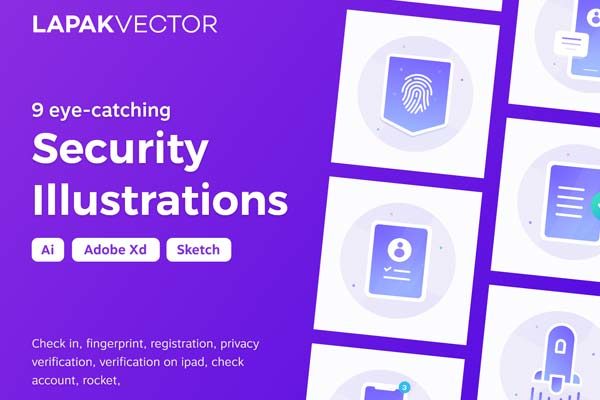 第一素材精选下午茶：安全概念的插画素材精选套装文件 [Ai]