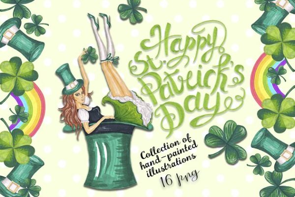 圣帕特里克节节日手绘插图汇总 Happy St.Patrick’s Day Collection