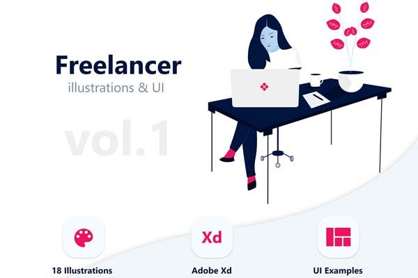 体现自由作家的插画套装文件[XD]