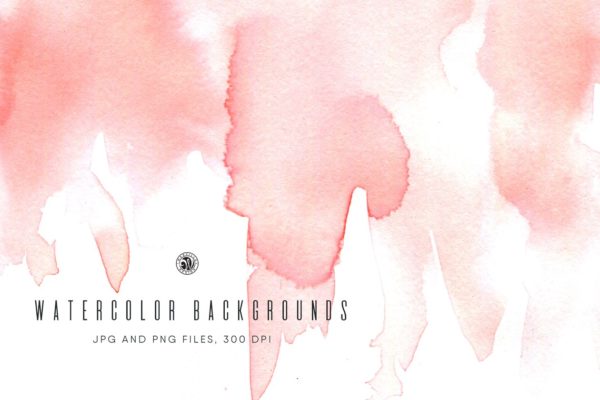 不规则抽象晕染粉彩剪贴画 Watercolor Pink Backgrounds