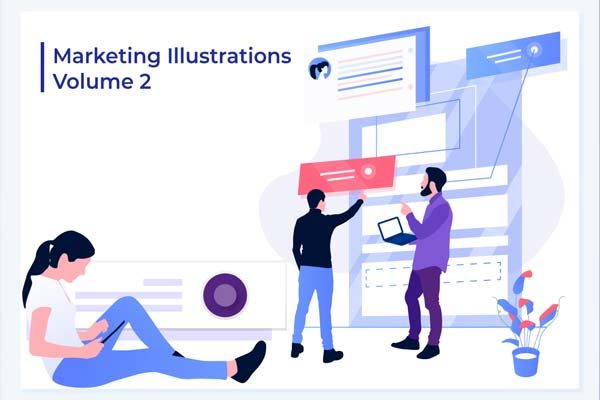 互联网市场营销插画图文件[Ai]