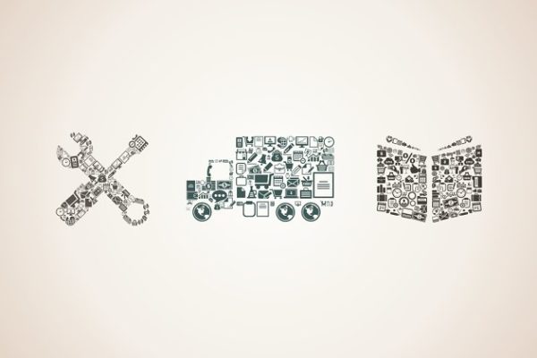 企业图标拼凑插画 Business