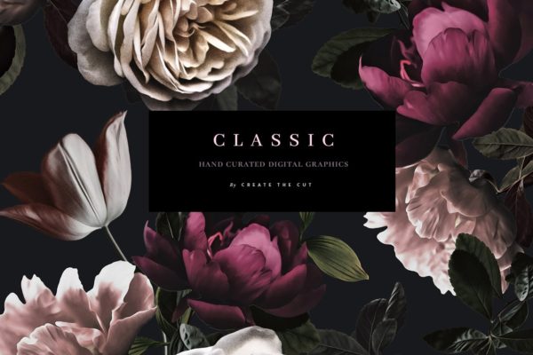 浪漫风格手绘玫瑰花素材精选 Romantic Clip Art Set – Classic