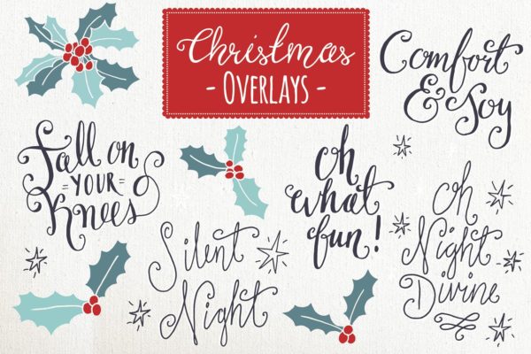 圣诞节主题设计装饰物叠层素材精选 Christmas Overlays Set 6 – Vector
