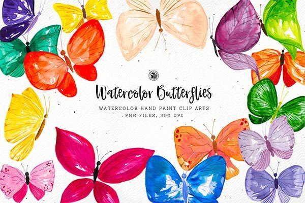 时尚高端清新简约大气多用途的高品质手绘水彩蝴蝶图案大汇总