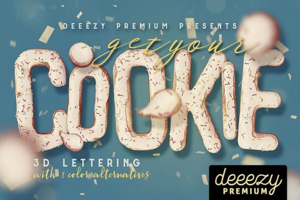 曲奇饼干3D立体英文字母插画素材精选 Get Your Cookie – 3D Lettering