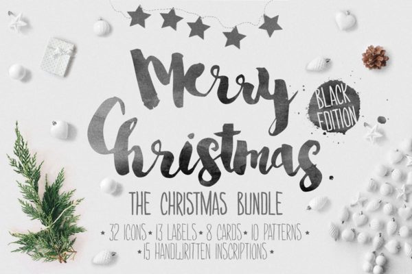 圣诞系列手绘图标/插画/明信片设计套装 Christmas bundle hand-drawing icons