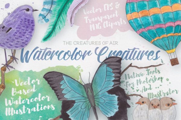 生物系列水彩手绘插图汇总Vol.2 Watercolor Creatures vol. 2