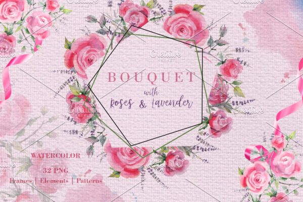 玫瑰&薰衣草花卉剪贴画素材精选汇总