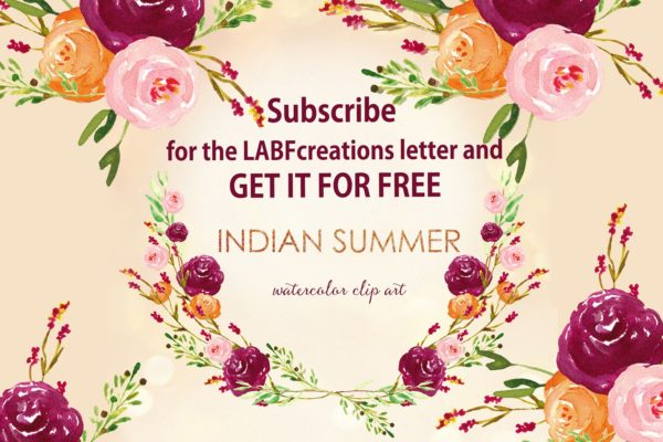 浪漫夏季水彩花卉装饰剪贴画素材精选 Indian summer Watercolor Clip Art