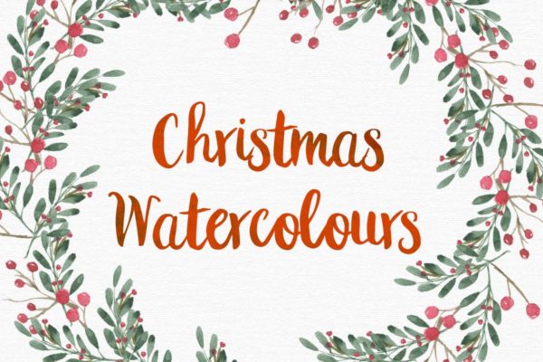 圣诞节水彩设计和剪贴画汇总 Christmas Watercolor Designs and clipart