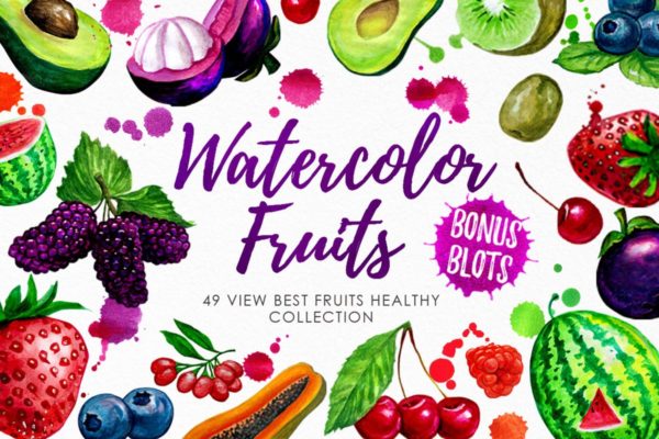 水果元素水彩插画汇总Vol.3 Watercolor Fruits Vol. 3