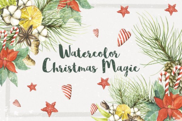 圣诞魔法水彩插画汇总 Watercolor Christmas Magic