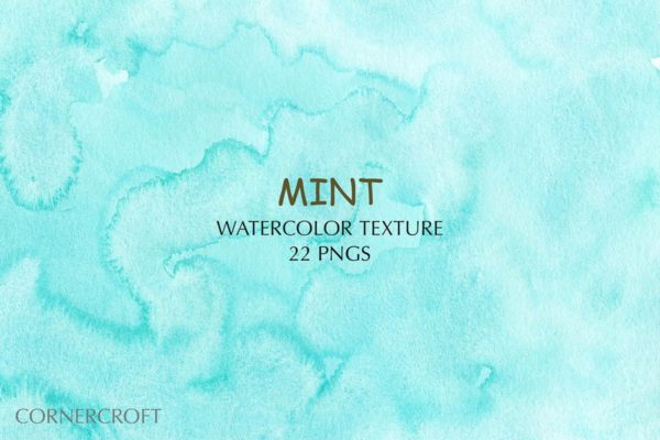 薄荷绿松石水彩背景纹理素材精选 Watercolor Texture Mint