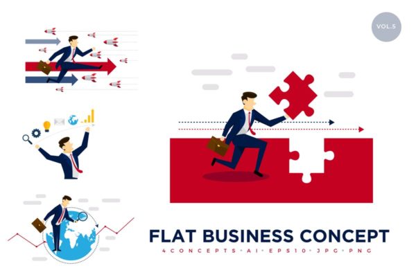 扁平设计风格商务概念矢量插画v5 Business Concept Vector Illustration Set 5
