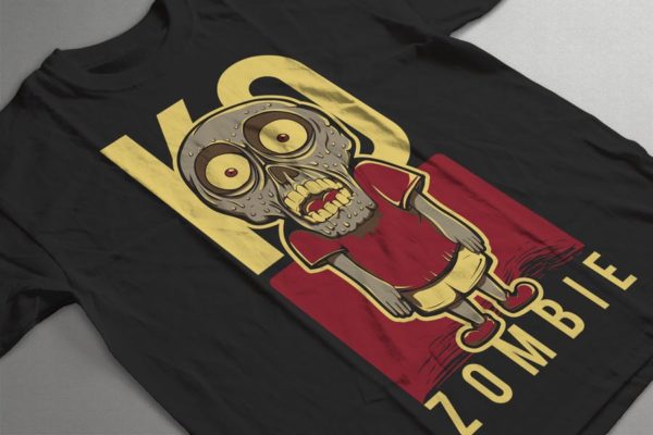 植物大战僵尸手绘插画T恤印花图案矢量插画 Little Zombie