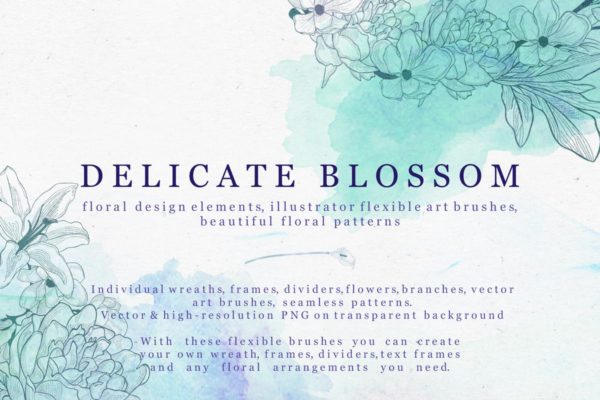 精致花卉矢量插画设计素材精选系列 Delicate Blossom Collection